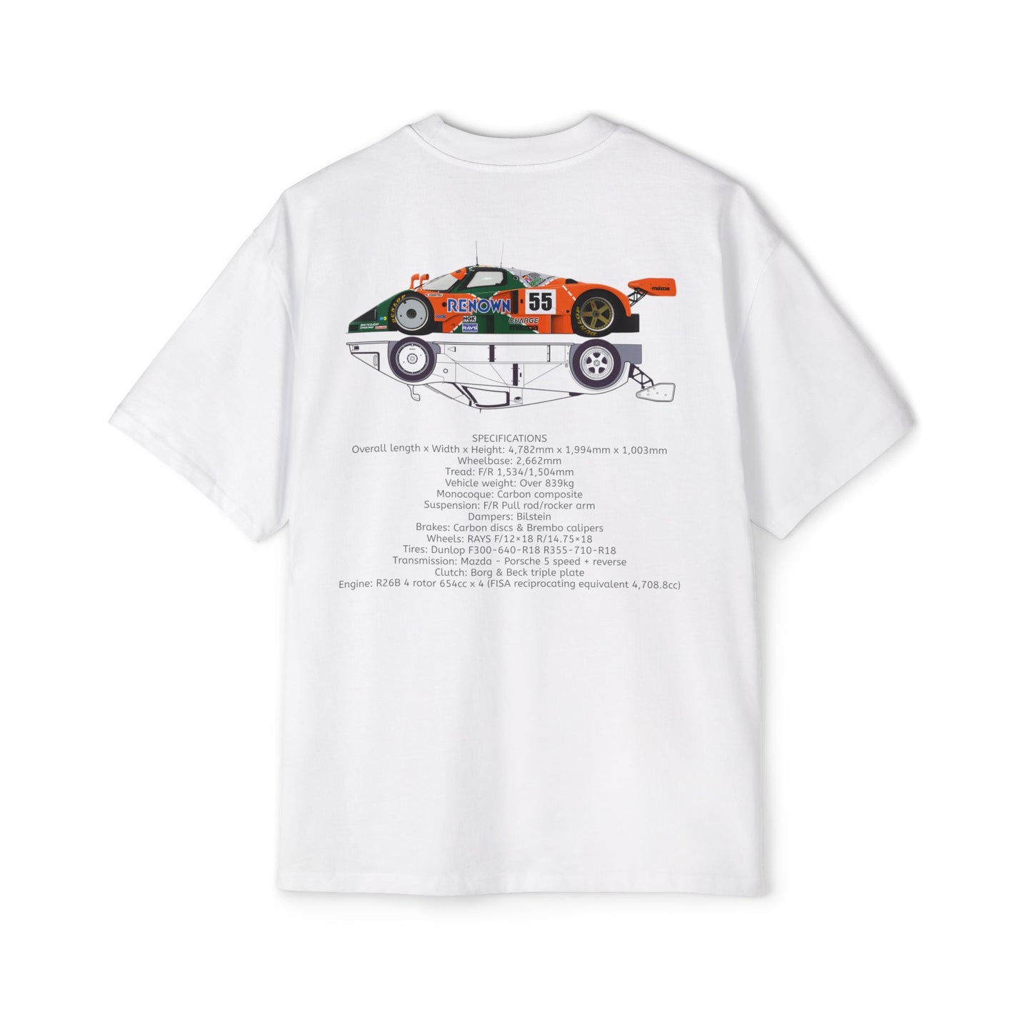4 Rotor R26B/1991Mazda 787b Specs - Men's Heavy Oversized Tee
