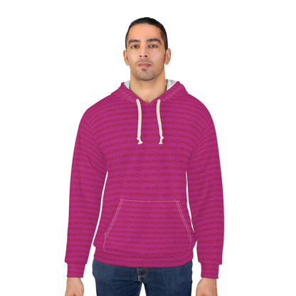 Vibrant Pink Unisex Porsche Logo Pullover Hoodie with Repeated Logo Design