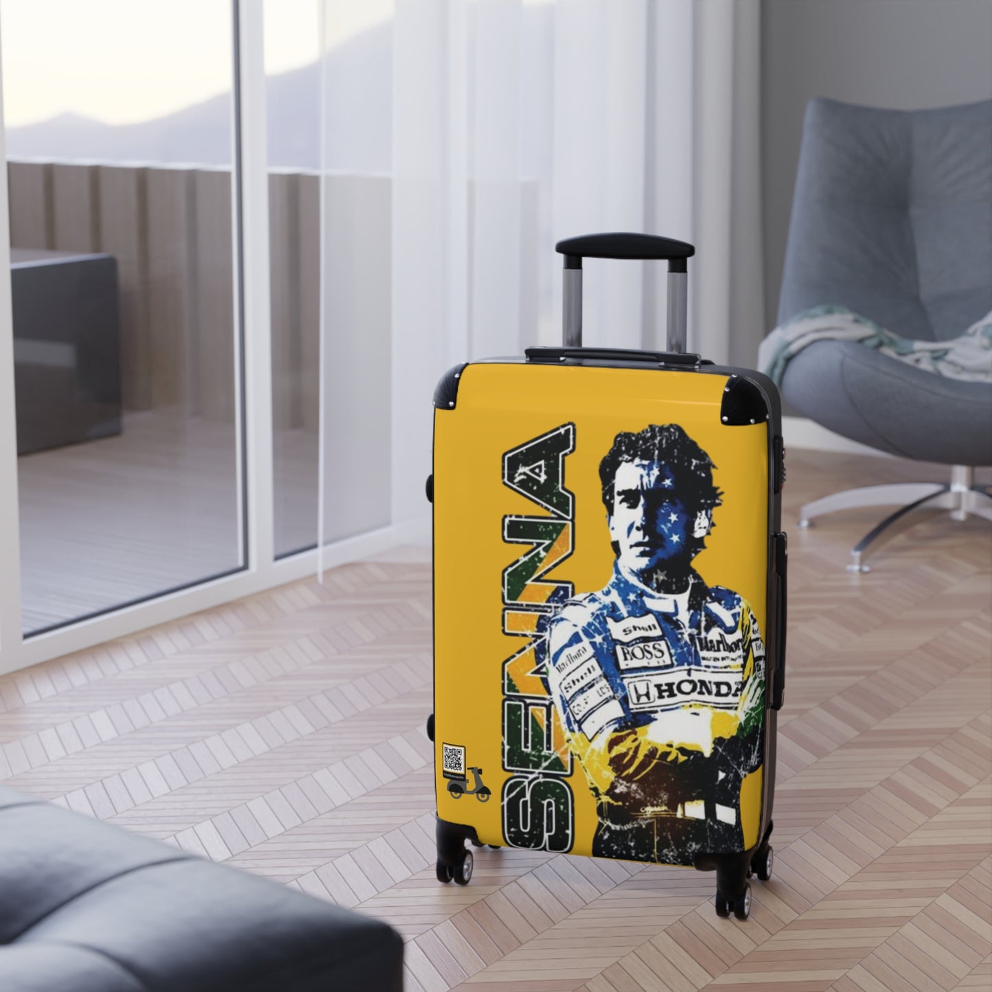 Senna Theme Suitcase - Durable Travel Luggage for Motorsport Fans