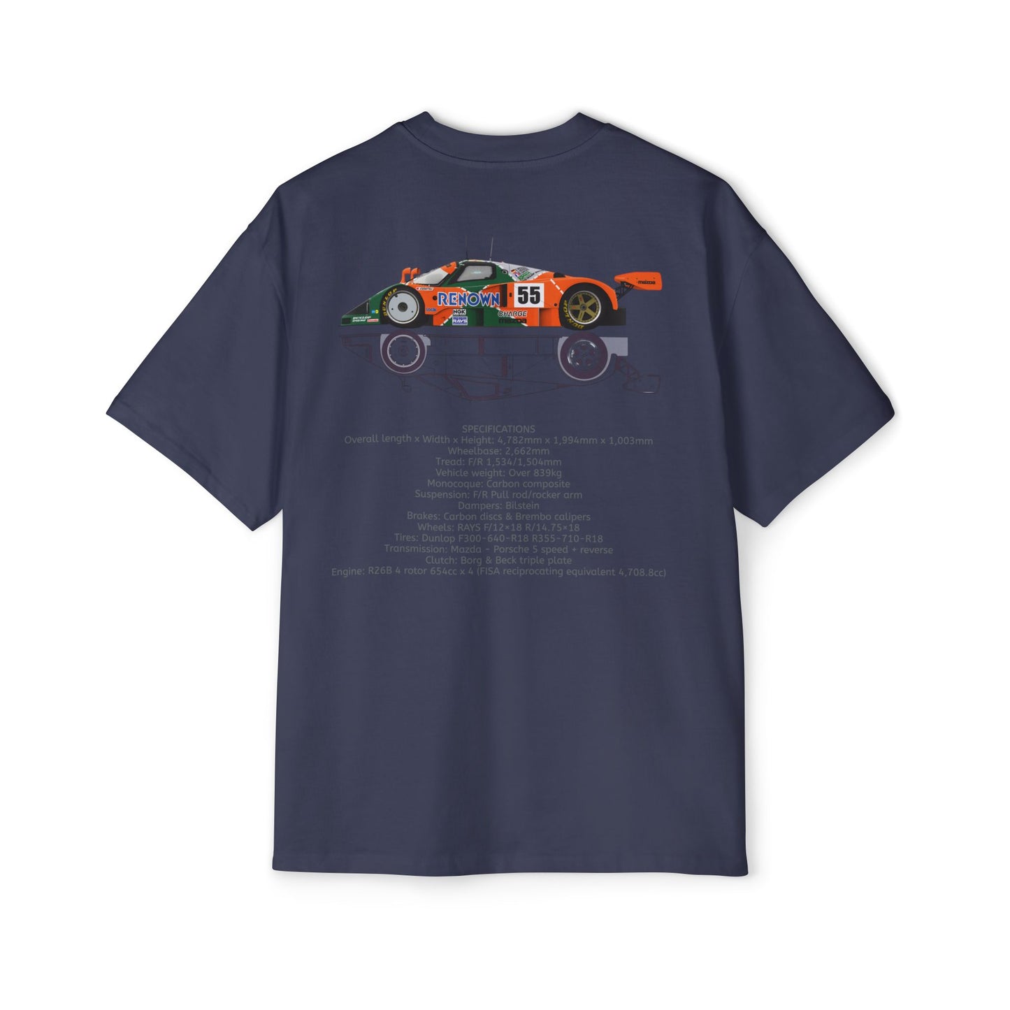 4 Rotor R26B/1991Mazda 787b Specs - Men's Heavy Oversized Tee