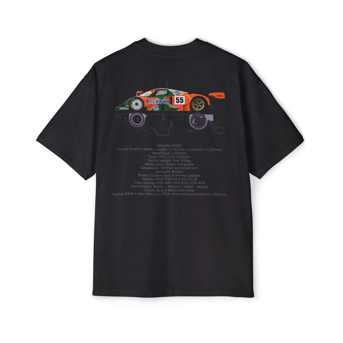4 Rotor R26B/1991Mazda 787b Specs - Men's Heavy Oversized Tee