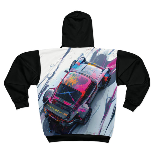 Vibrant Porsche 911 Car Art Unisex Zip Hoodie
