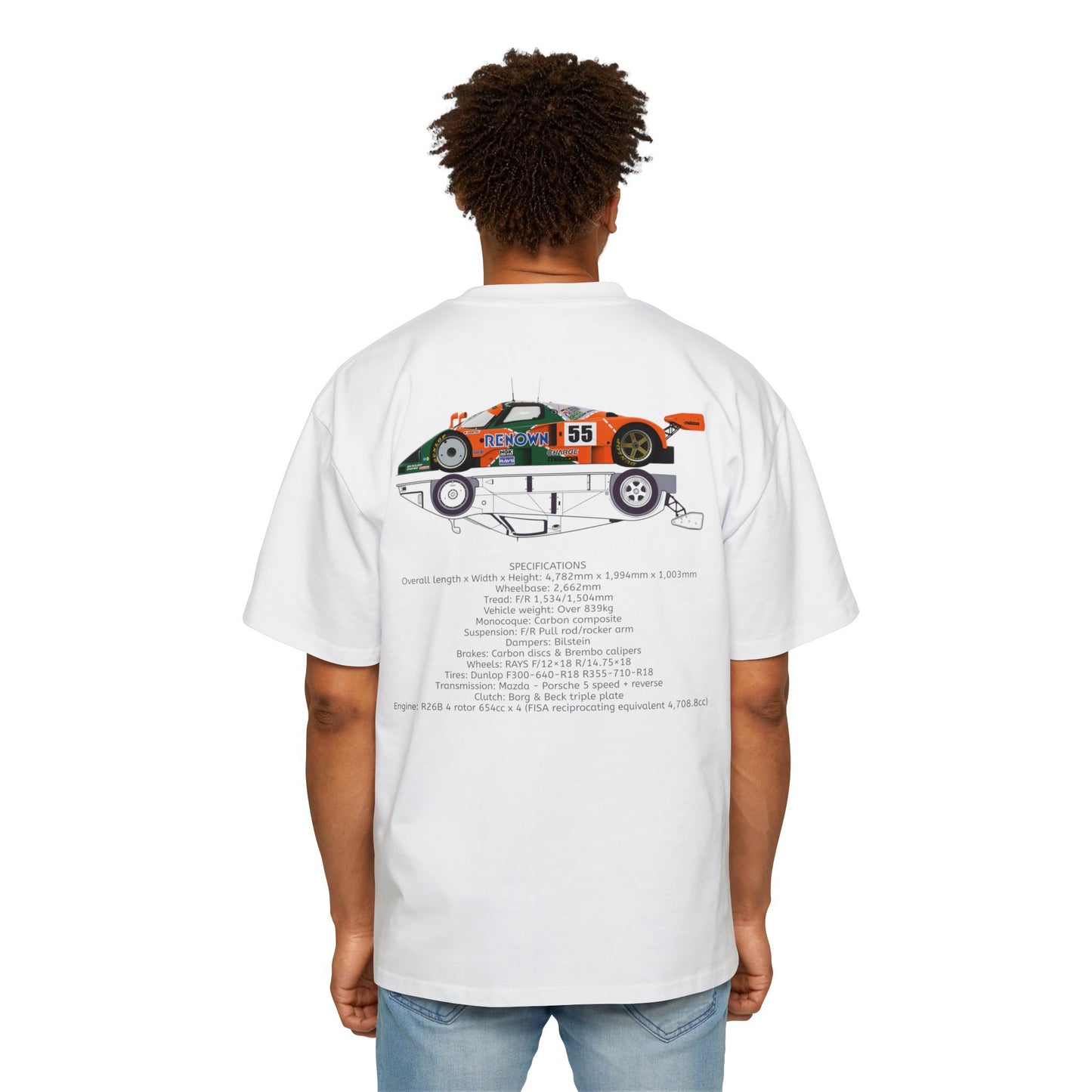 4 Rotor R26B/1991Mazda 787b Specs - Men's Heavy Oversized Tee